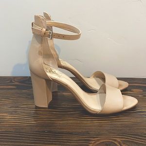 Vince Camuto Strappy Block Heel Sandals in Buff!